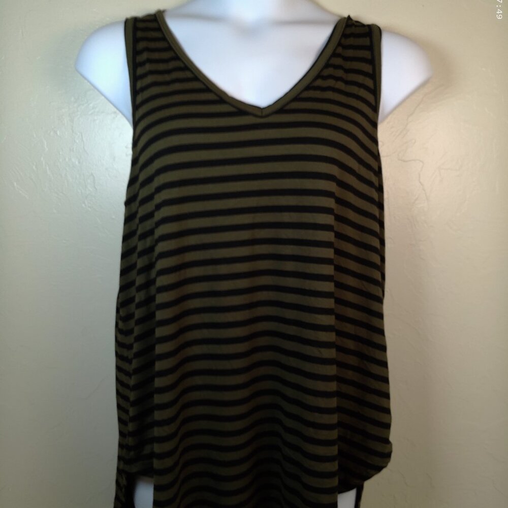 Peyton Jensen XL Green Black Striped Tank Dress